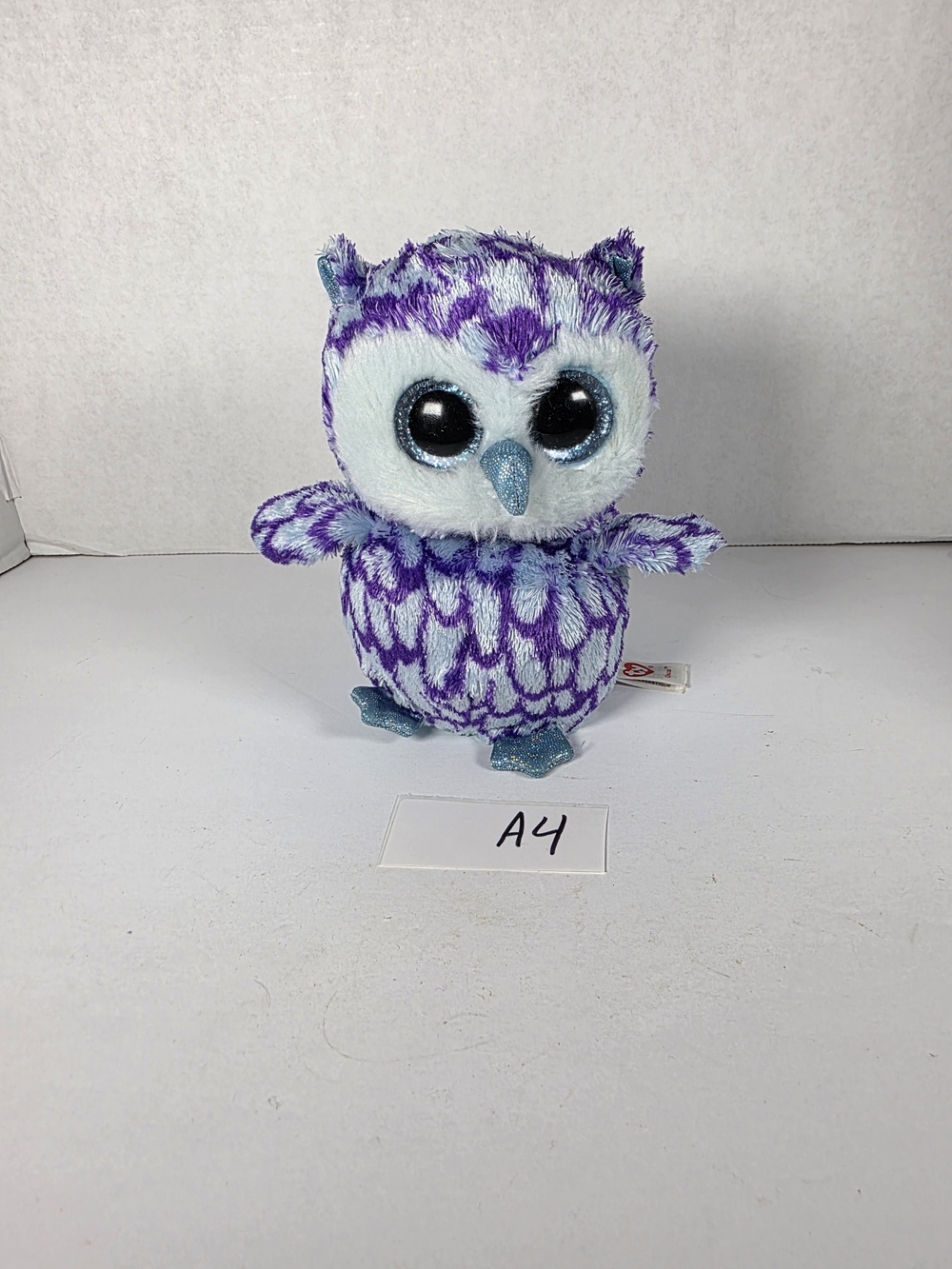 Ty Purple and White Sparkle-Eyed Owl Plush